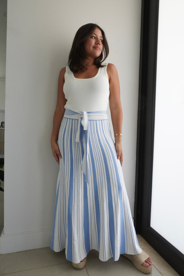 Striped Rib Knit Tank Maxi Dress