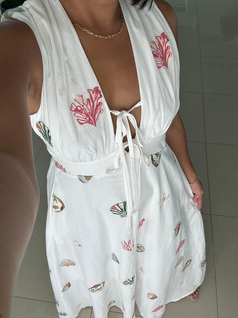 Seashell Embroidered Maxi Dress