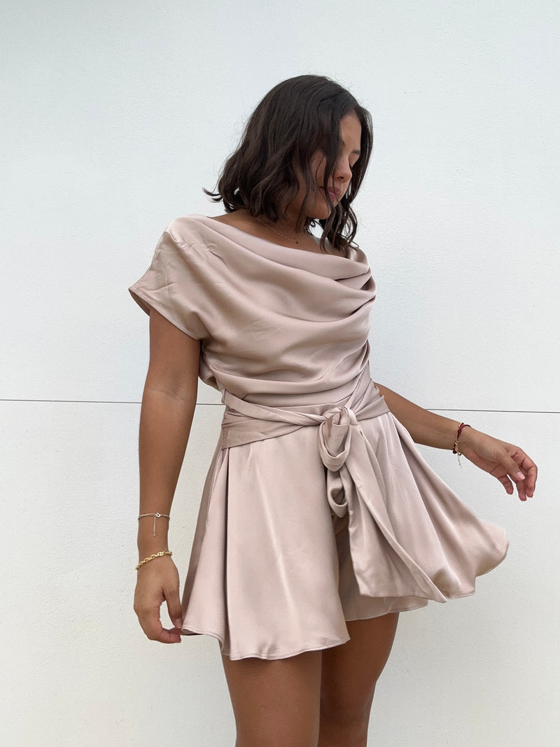 Satin Drape Tie Dress