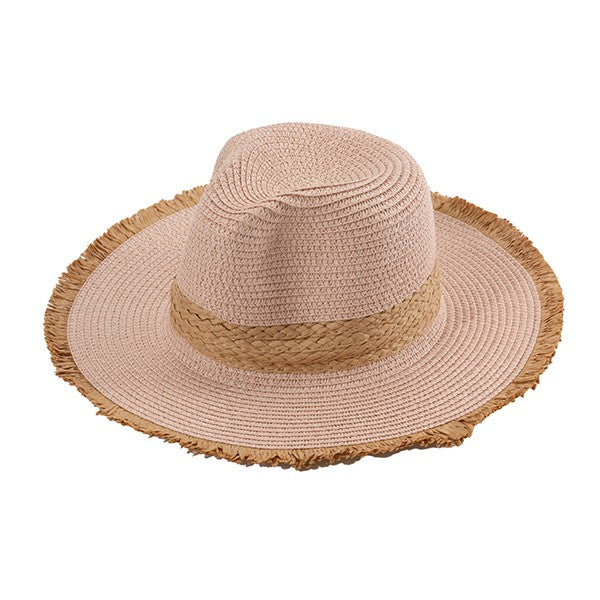 FRAYED BRIM BEACH STRAW HAT