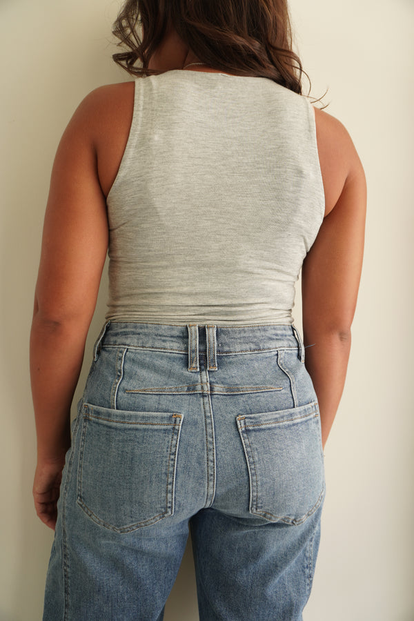 Rayon Double Layered around Neck Tank Top