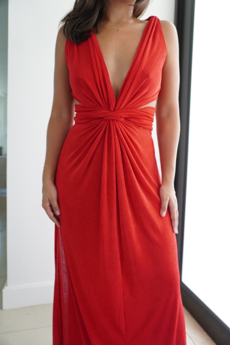 twist front jersey maxi dress Camilla | Strappy Dress with Twist Front Flamenco Folklore, XS Black | Flamenco Folklore