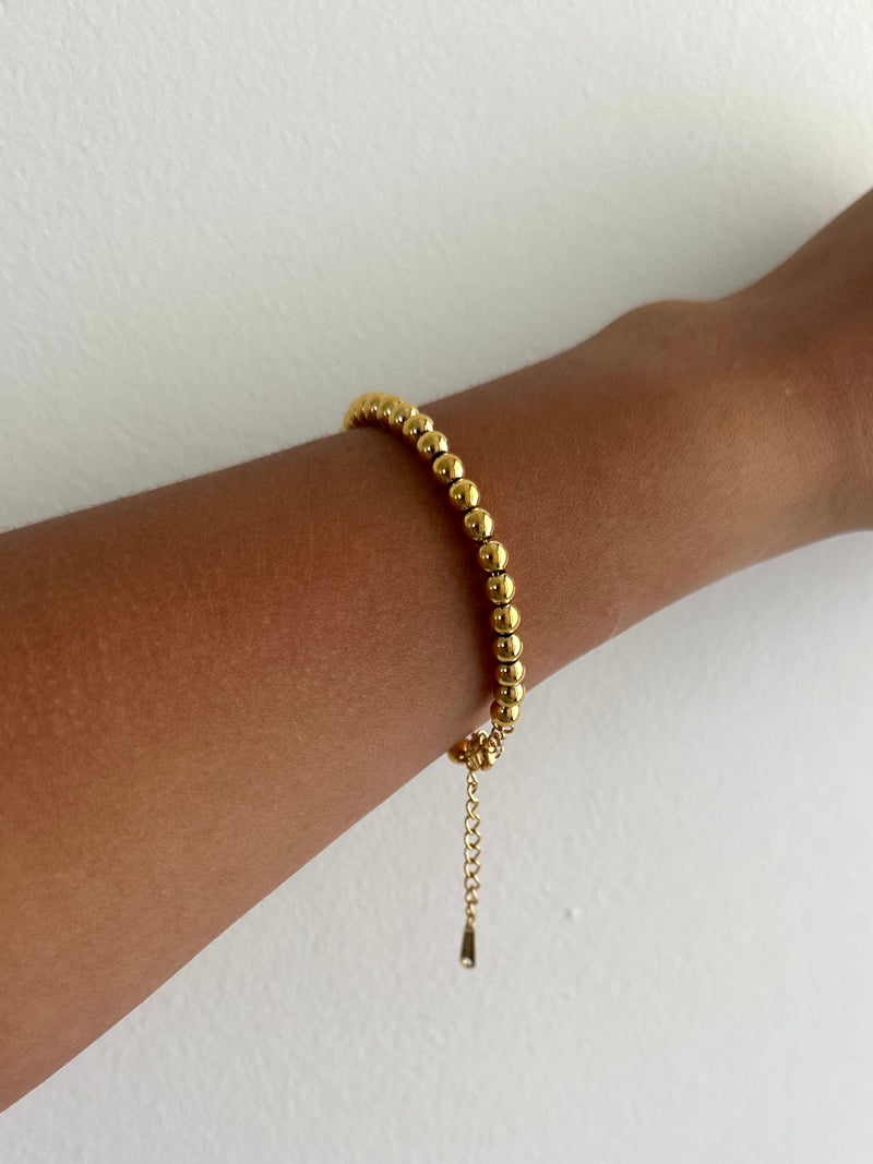 Gold Pleated Bead Chain Bracelet