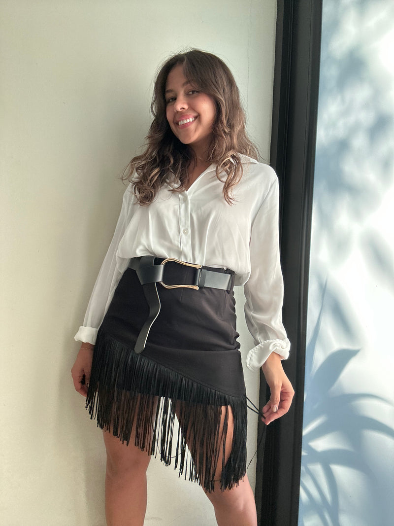 Belt hotsell fringe skirt