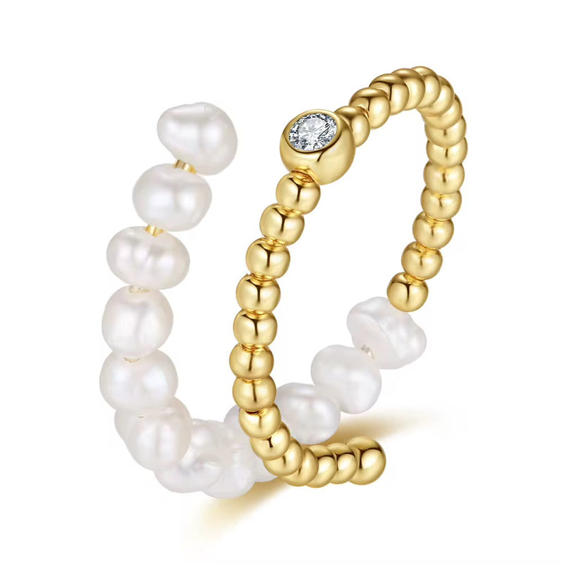 Pearl Adjustable Open Wrap Ring