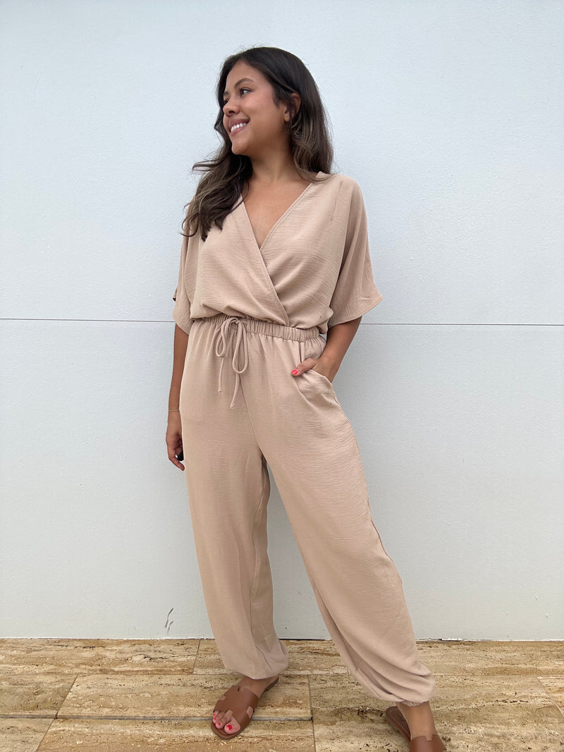 Dolman Sleeve Surplice Jumpsuit