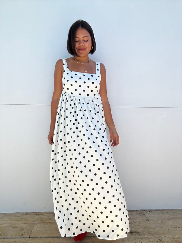 Polka Dot Babydoll Midi Dress