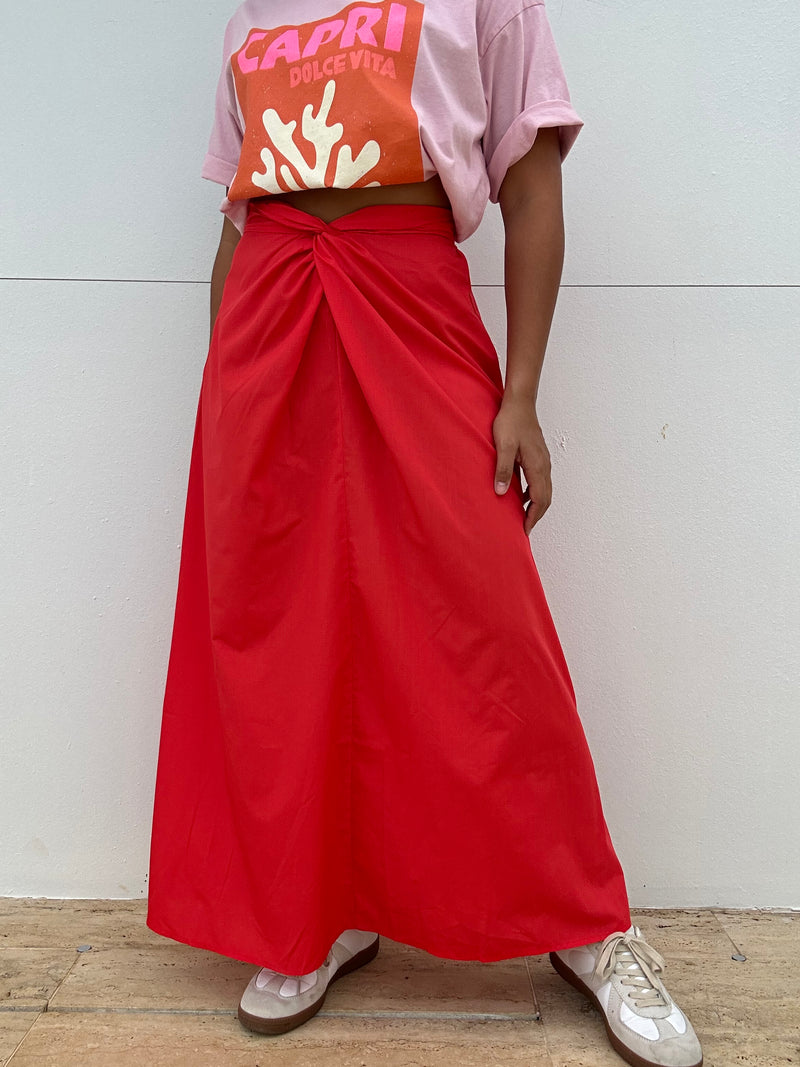 Poplin Skirt Knot Maxi Skirt