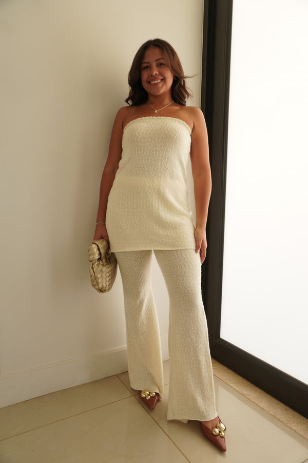 Knitted Strapless Tube Top and Pants Set