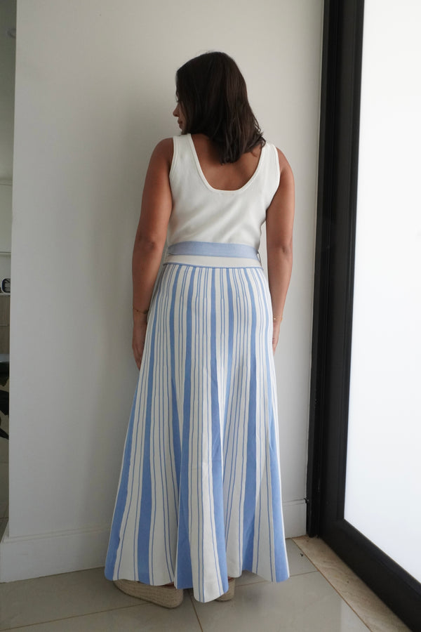 Striped Rib Knit Tank Maxi Dress
