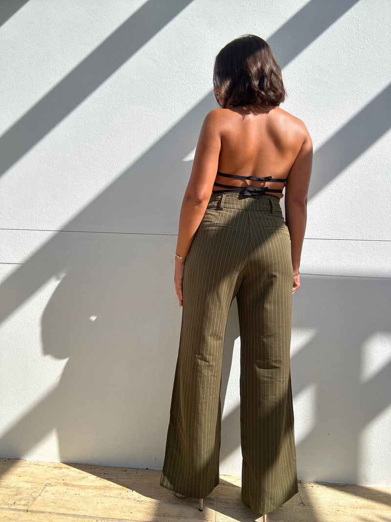 Pinstripe Straight Leg Pants