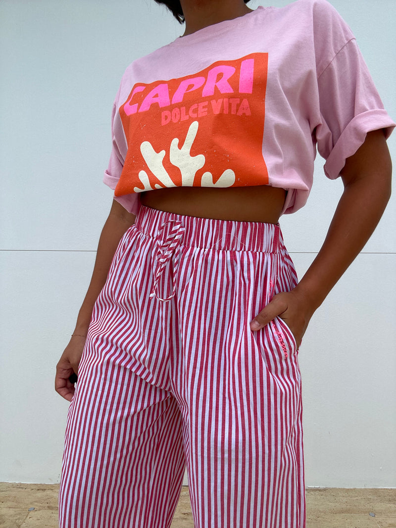 Striped Pants with Elastic Waist