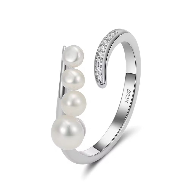 Pearl Adjustable Gold Ring