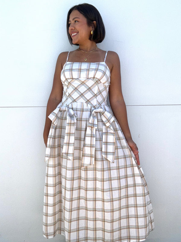 Plaid Bows Midi Dress