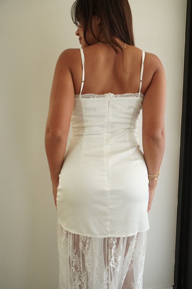 lace trim maxi slip dress Lace Trim Satin Maxi Slip Dress – Mola