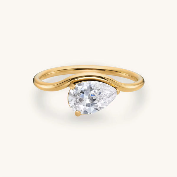 Pear-Shaped Gold Solitaire Ring
