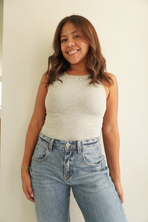 Rayon Double Layered around Neck Tank Top