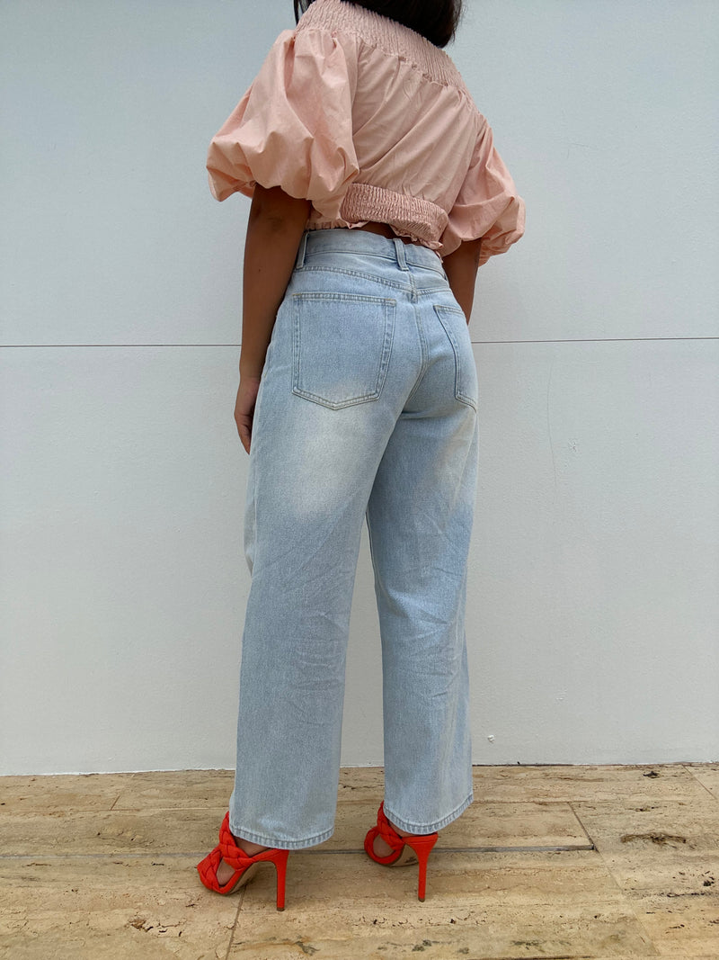 Adjustable Waist Crop Denim