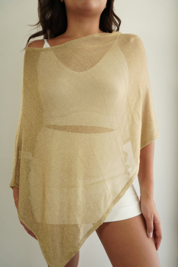 ( PRE-ORDER) Off Shoulder Asymmetrical Knit Cape Top