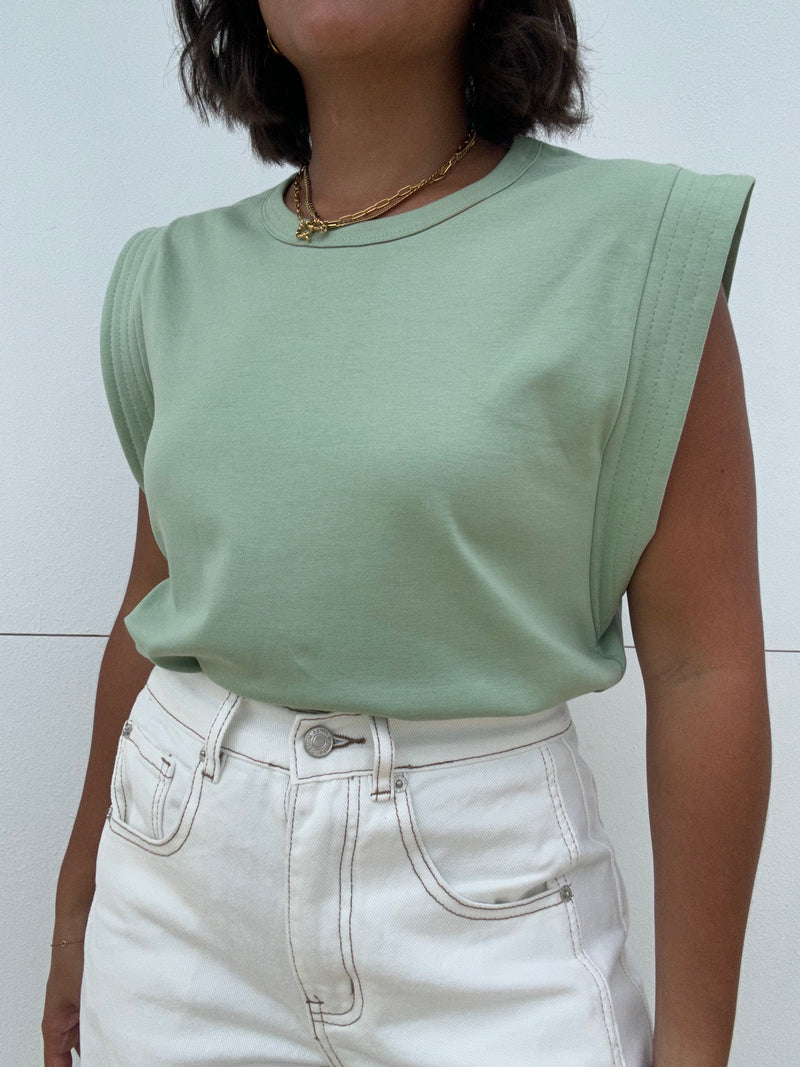 Stitch Padded Shoulder T-Shirt