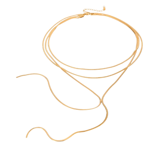 Three Layer Y Chain Flat Snake Chain Necklace