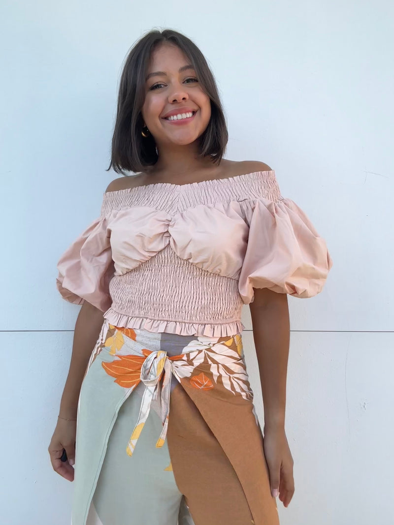 Poplin Off Shoulder Crop Top