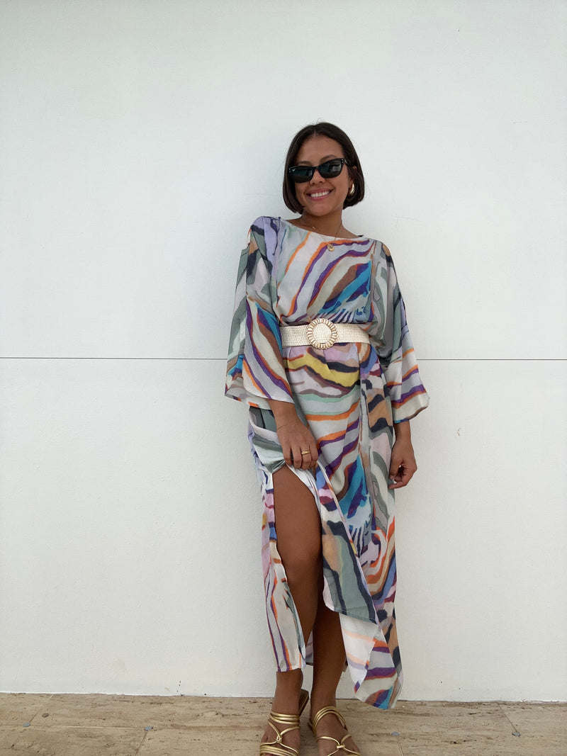 Pull Over Boat Neck Printed Maxi Dress