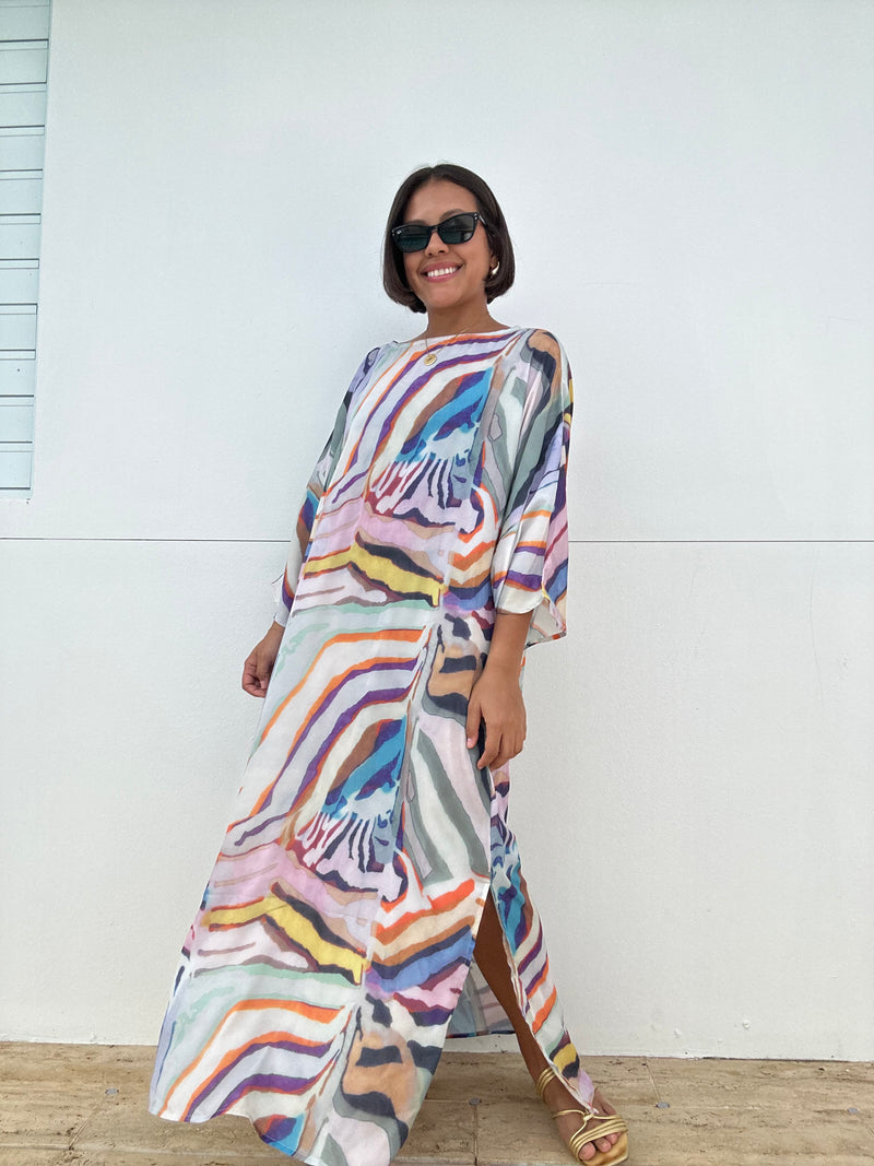 Pull Over Boat Neck Printed Maxi Dress