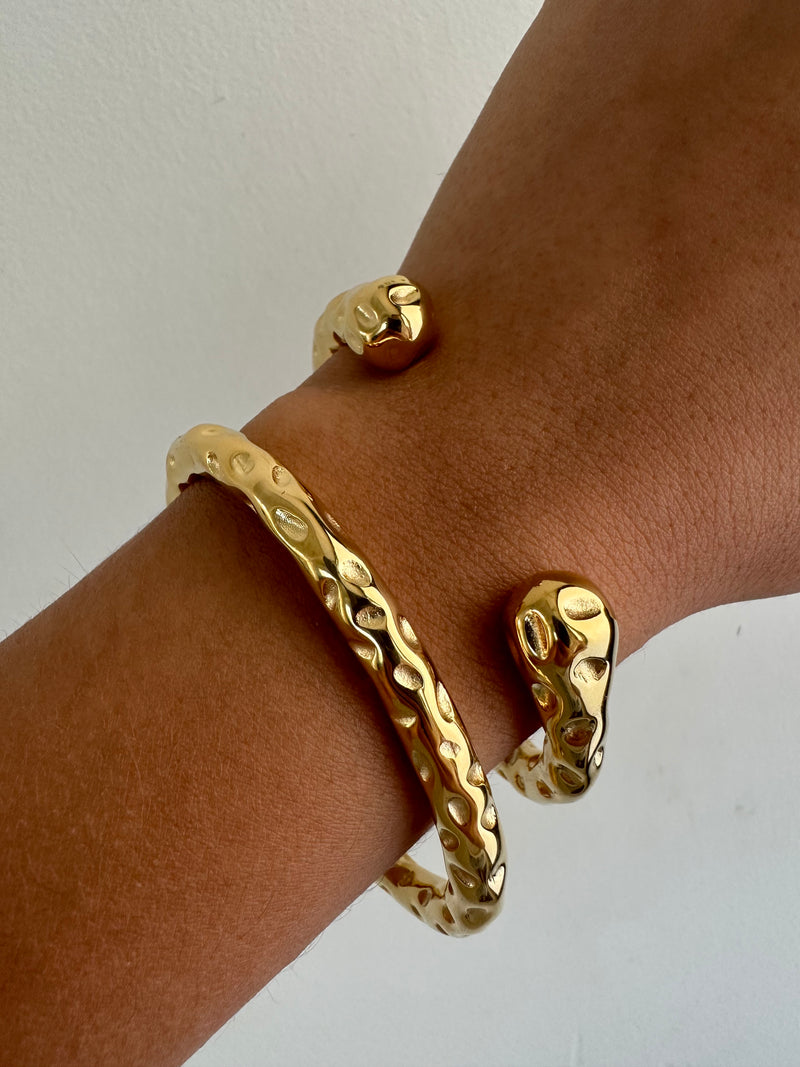 Gold Asymmetry Sensuous Contours Bangle