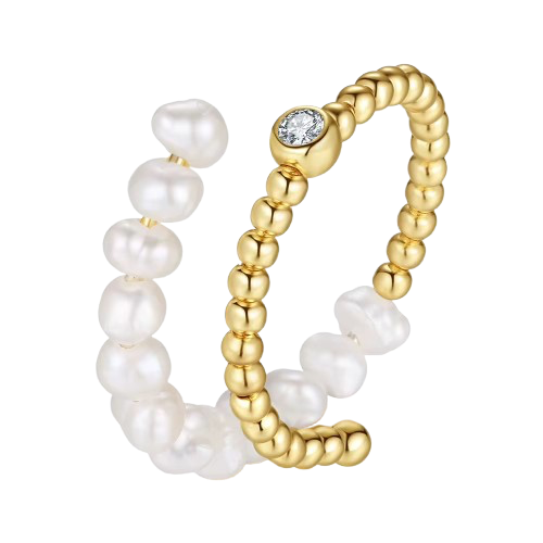 Pearl Adjustable Open Wrap Ring