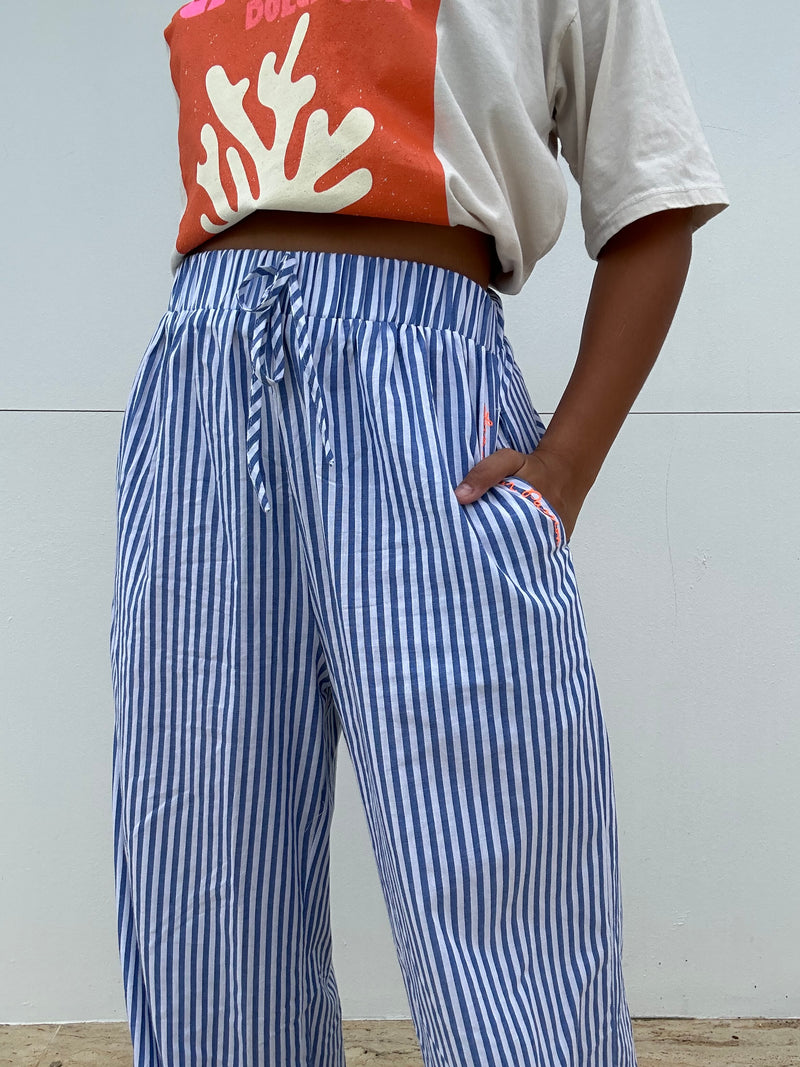 Striped Pants with Elastic Waist