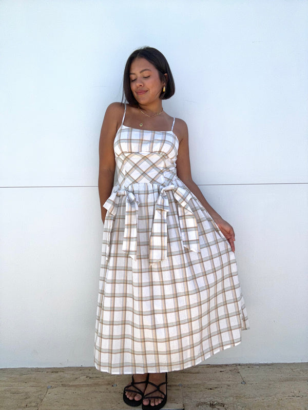 Plaid Bows Midi Dress