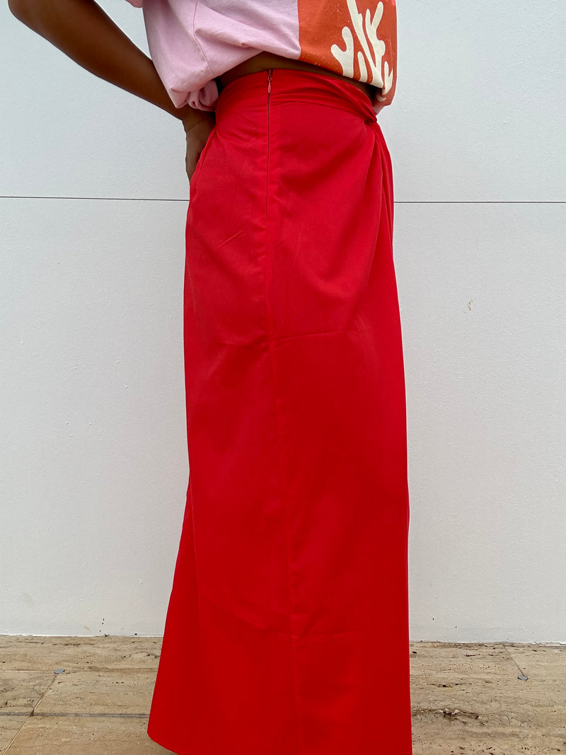 Poplin Skirt Knot Maxi Skirt