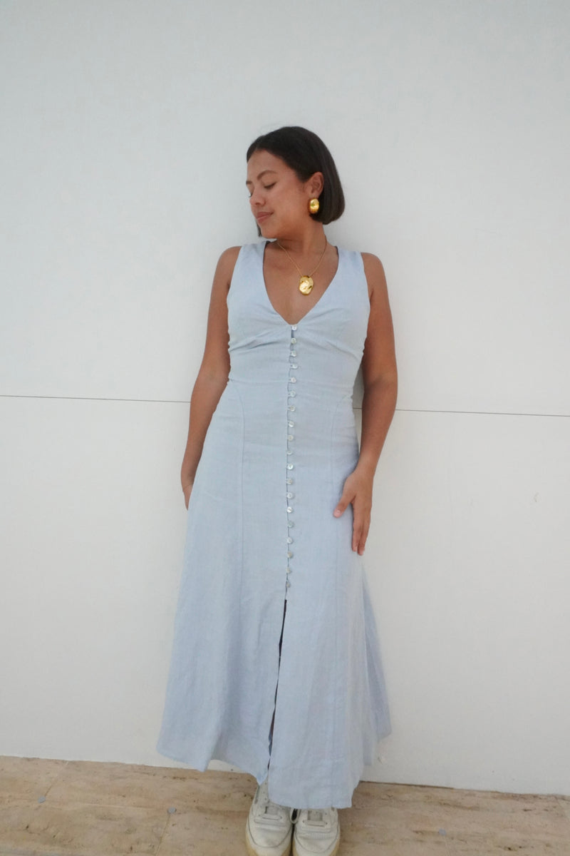 Monochromatic Chambray Midi Dress