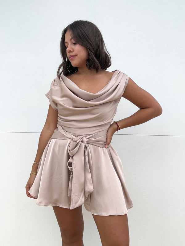 Satin Drape Tie Dress