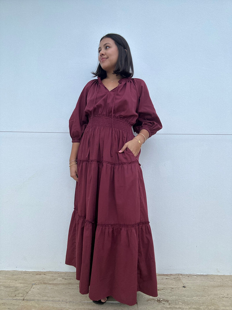 Puff Sleeve Tiered Maxi Dress