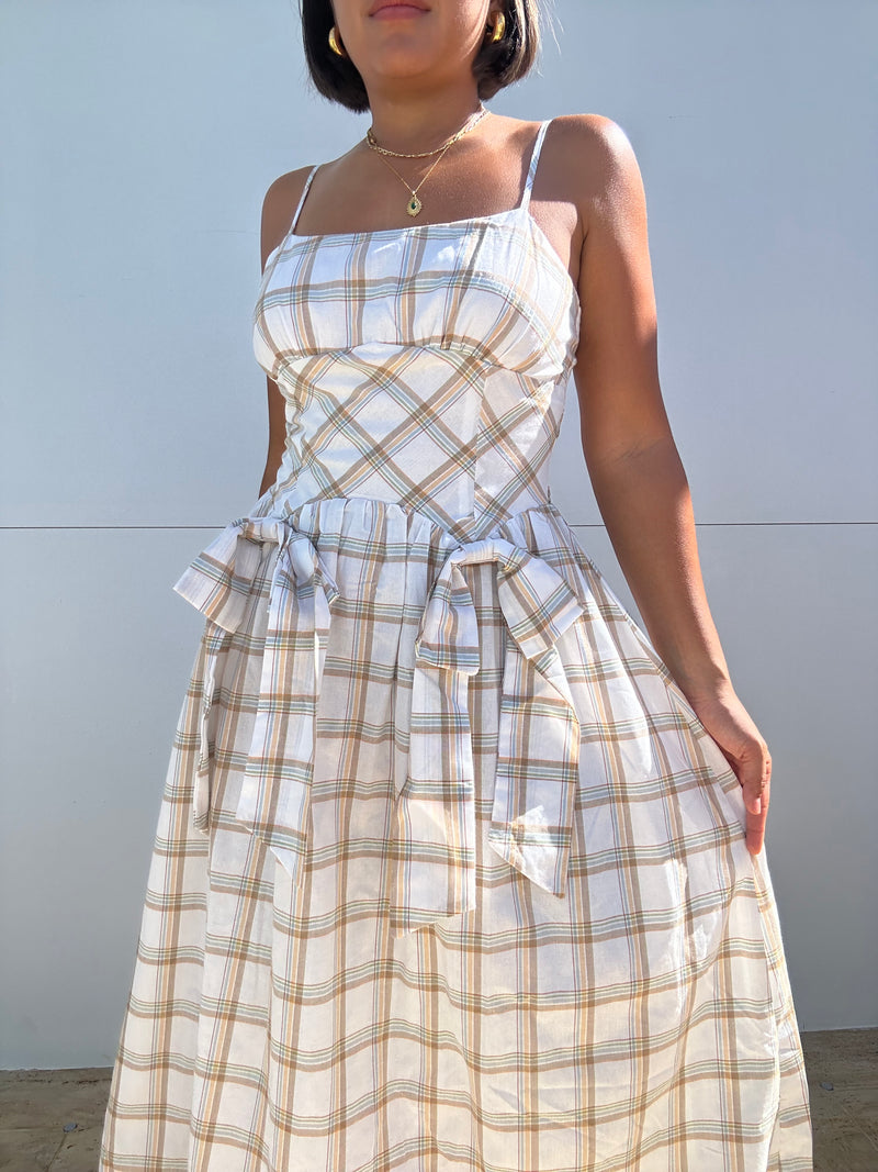 Plaid Bows Midi Dress