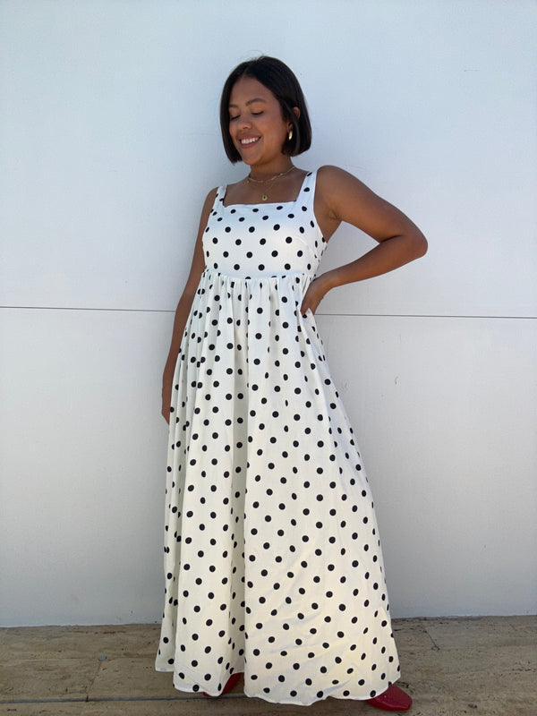 Polka Dot Babydoll Midi Dress