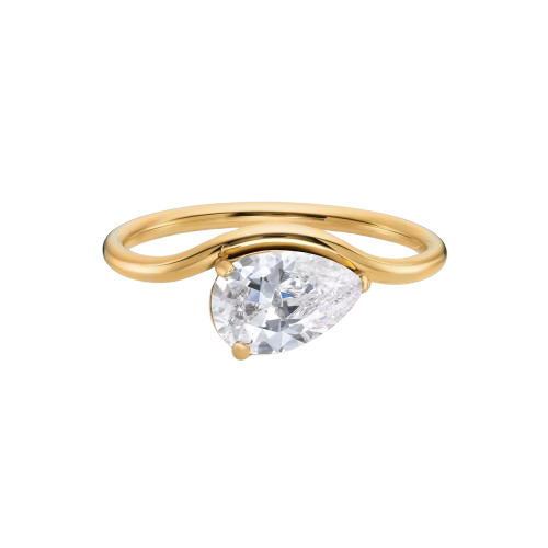 Pear-Shaped Gold Solitaire Ring