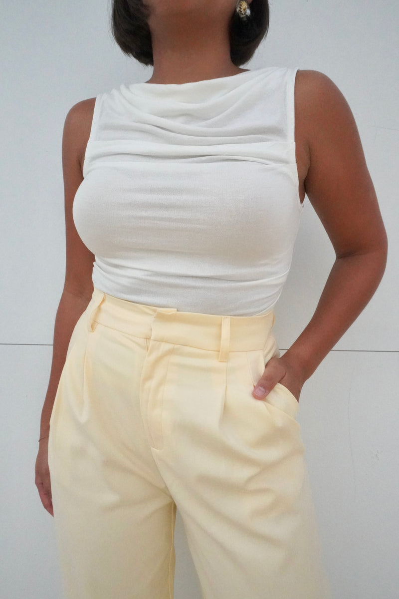 Pleated Cowl Neck Tank Top