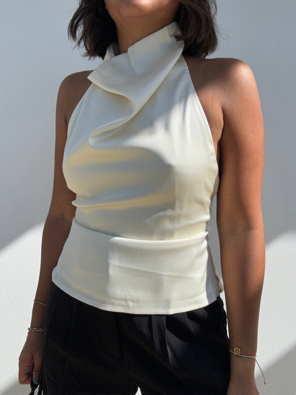 Cowl Satin Top With Bows