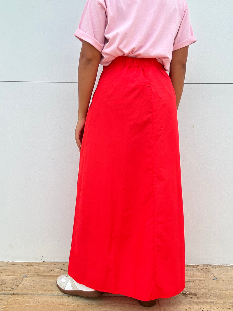 Poplin Skirt Knot Maxi Skirt