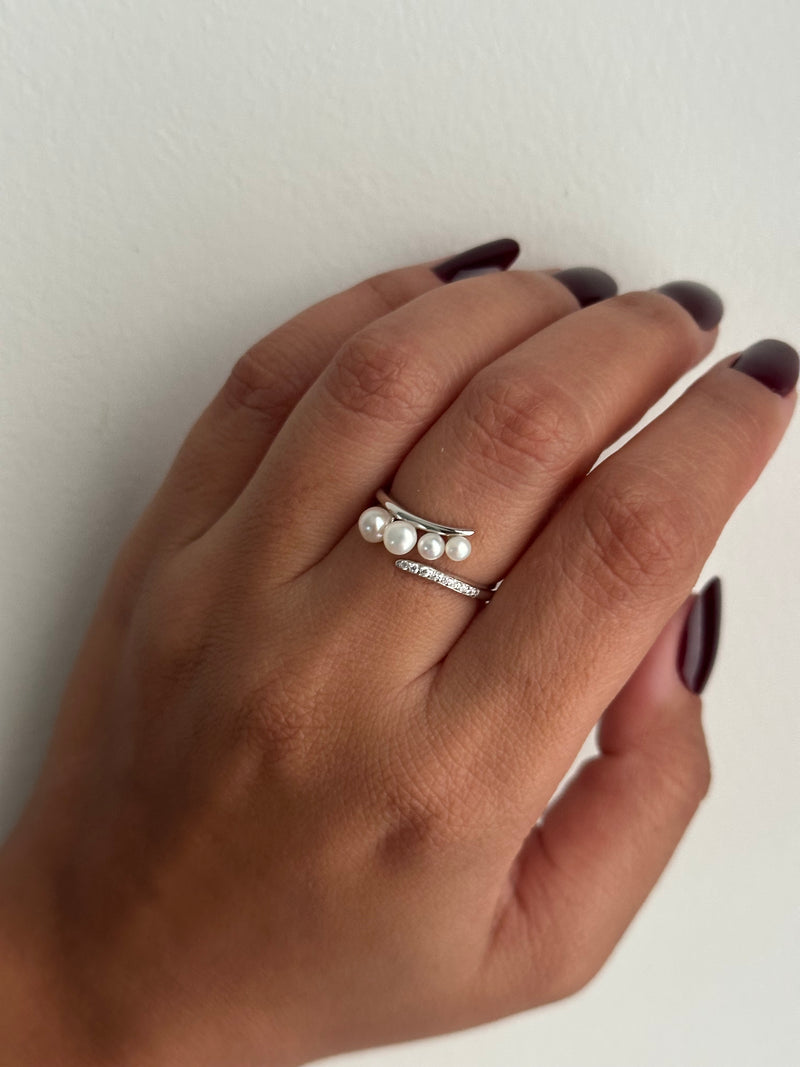 Pearl Adjustable Gold Ring