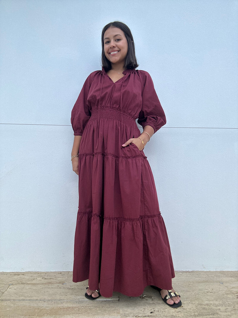 Puff Sleeve Tiered Maxi Dress