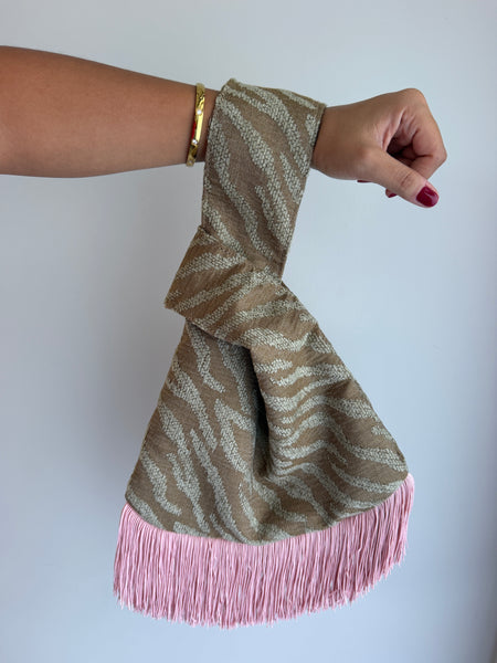 Zebra Fringe Knot Bag