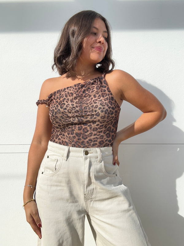 Printed Twist Shoulder Top