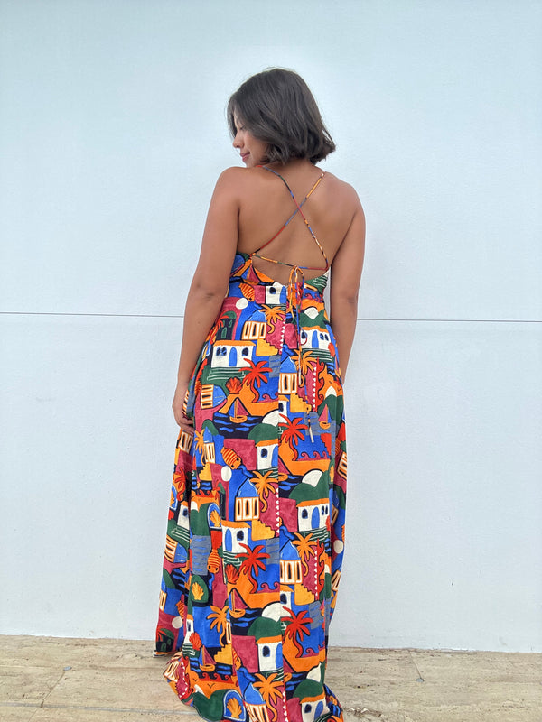 Santorini Knot Front Maxi Dress