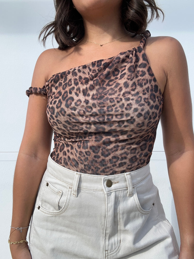 Printed Twist Shoulder Top