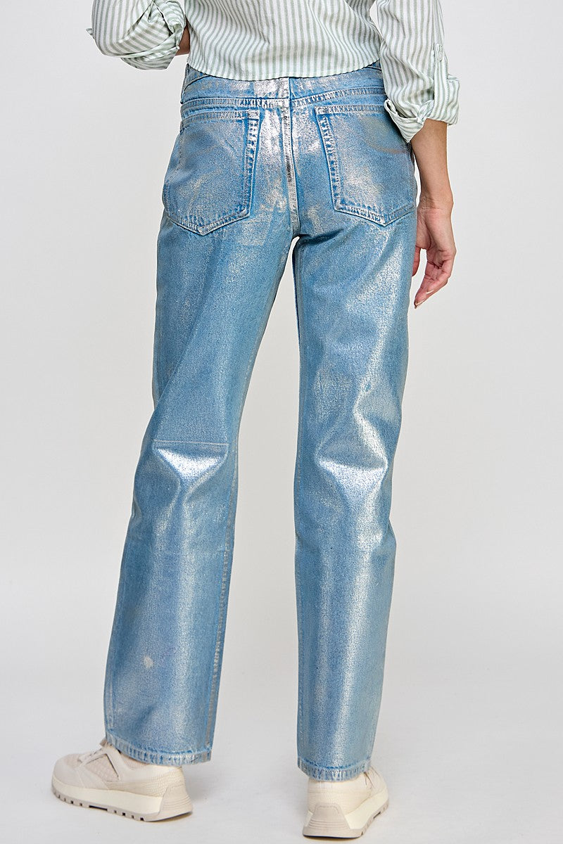 Metallic Straight-leg Jean