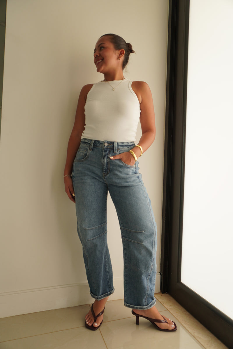 High Rise Wide Leg Denim Jean